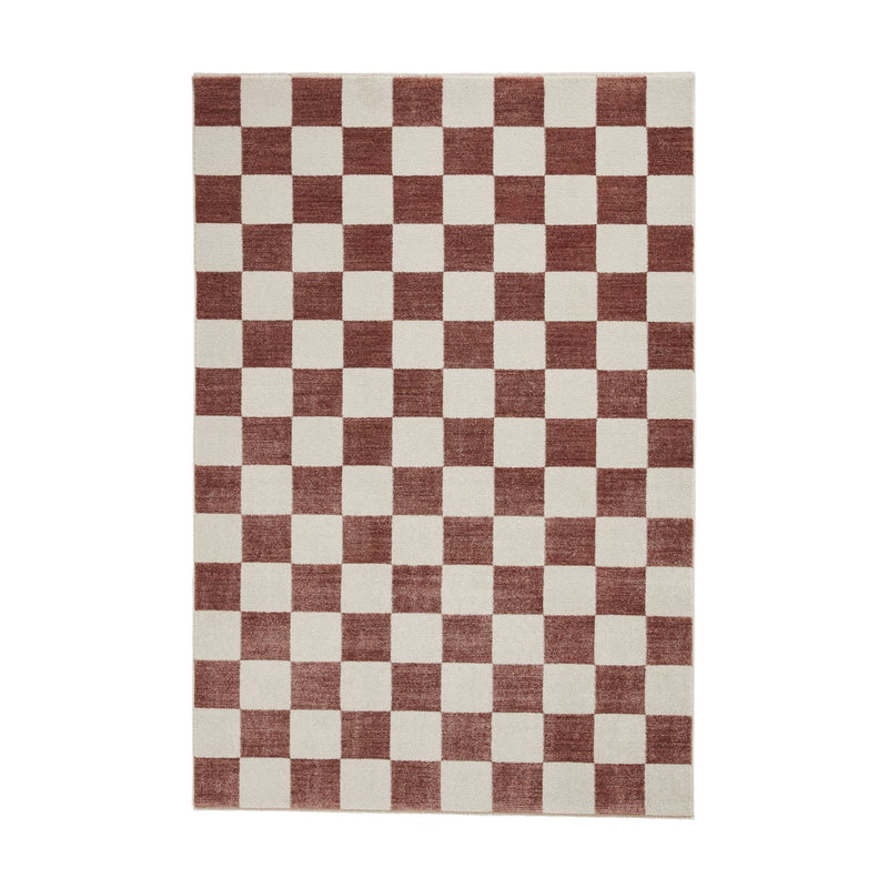 Baltimore 66618 Checkerboard Geometric Modern Rugs in Plum Purple