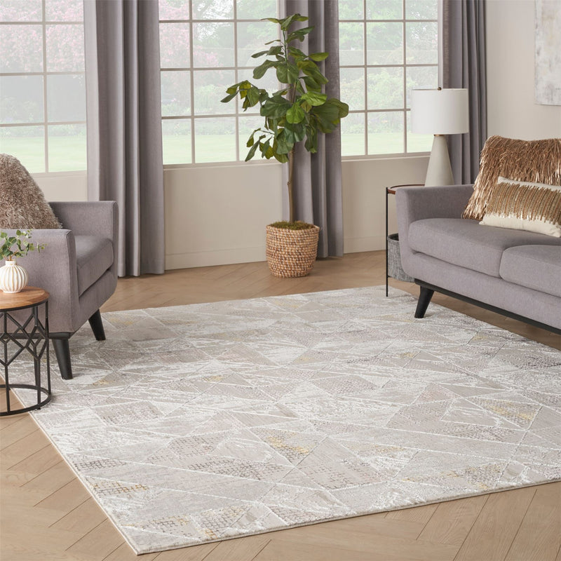 Glitz GLZ04 Geometric Framed Rugs by Nourison in Ivory Multi