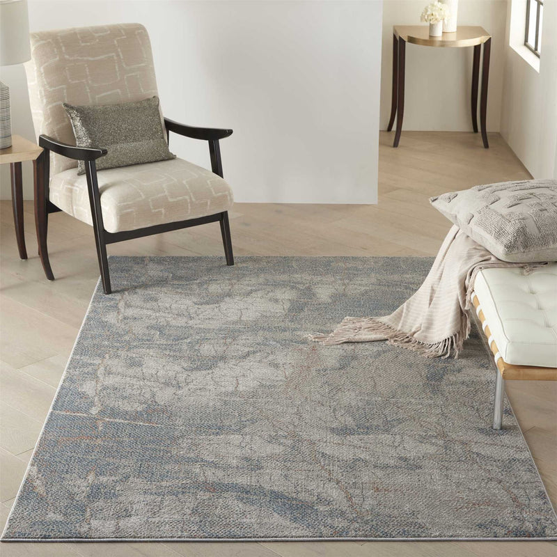 Rustic Textures RUS15 Abstract Rugs in Grey Blue