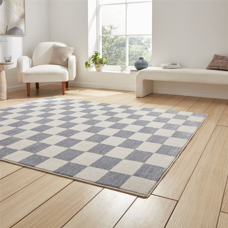 Baltimore 66618 Checkerboard Geometric Modern Rugs in Blue