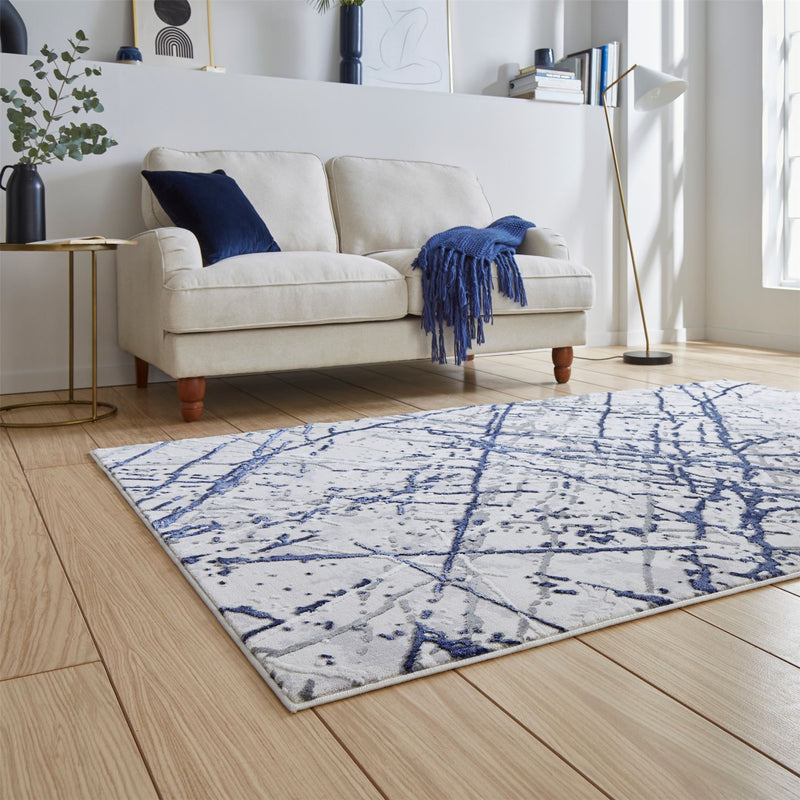 Artemis B8403A Modern Abstract Rugs in Blue Silver Grey