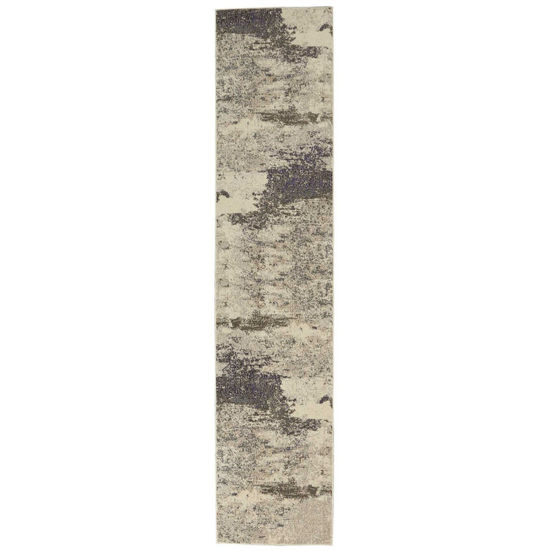 Celestial Abstract Hallway Runner Rug CES02 in Ivory Grey by Nourison