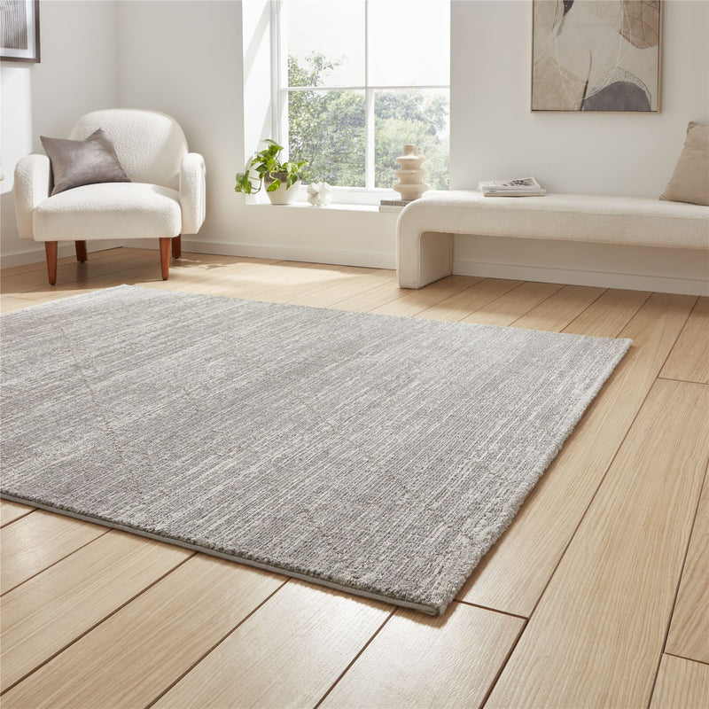 Geneva 62321 Berber Textured Plain Rugs in Grey