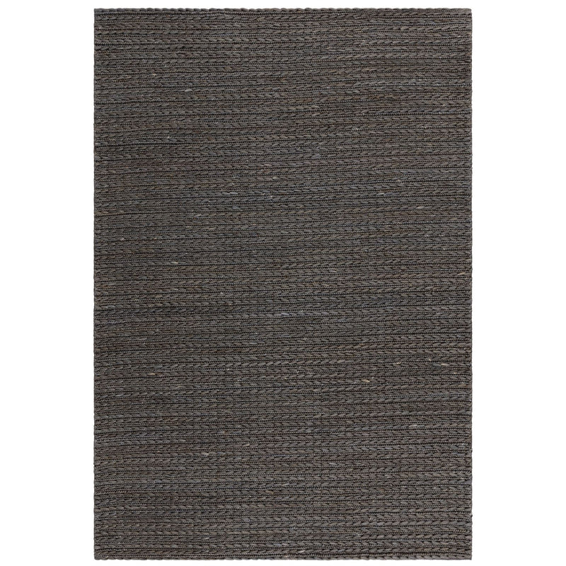 Oakley Natural Braided Jute Woven Rugs in Charcoal Grey