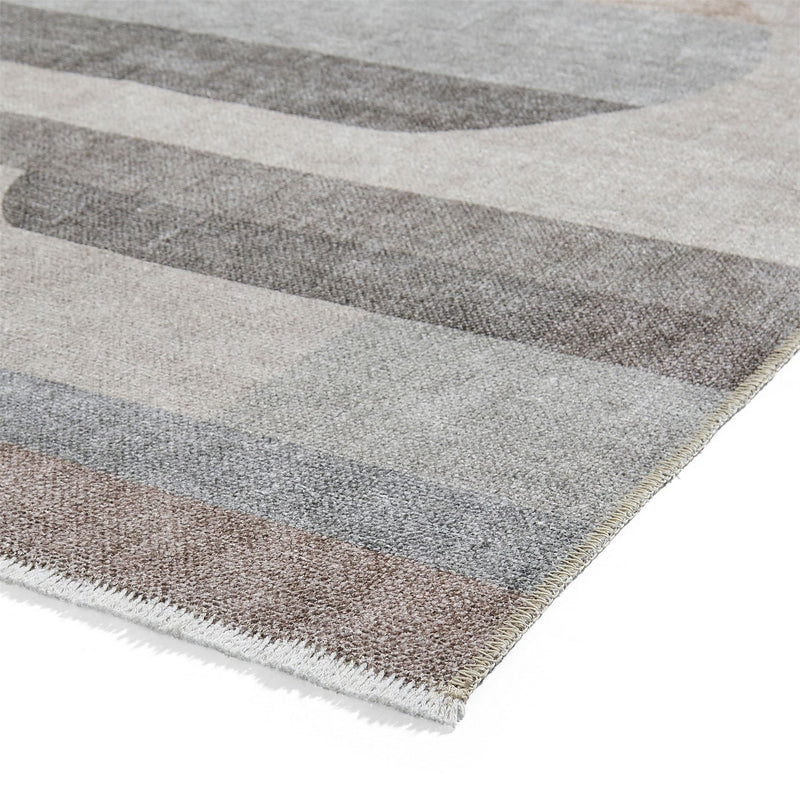 Whisper H1068 Washable Geometric Flat Weave Rugs in Beige