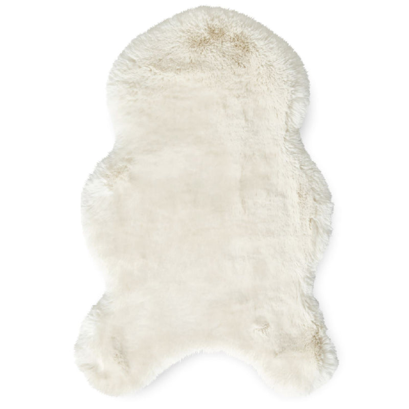 Super Teddy Plain Shaggy Faux Sheepskin Rugs in Ivory White