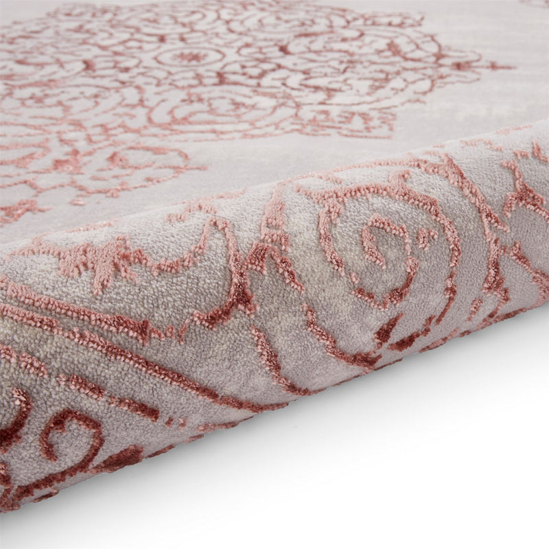 Artemis B9076A Traditional Textured Rugs in Rose Silver Grey