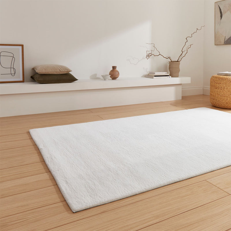 Snug Rug Modern Plain Soft Rugs in White