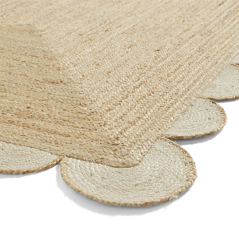 Savannah Jute Scallop Plain Flat Weave Rugs in Natural