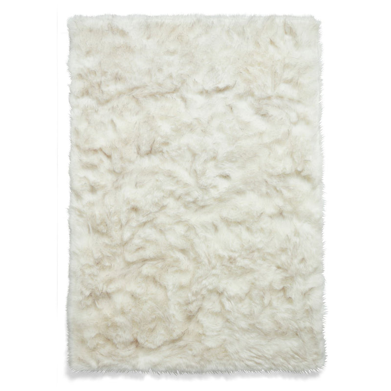 Polar Plush Soft Plain Textured Shaggy Rugs in White Grey