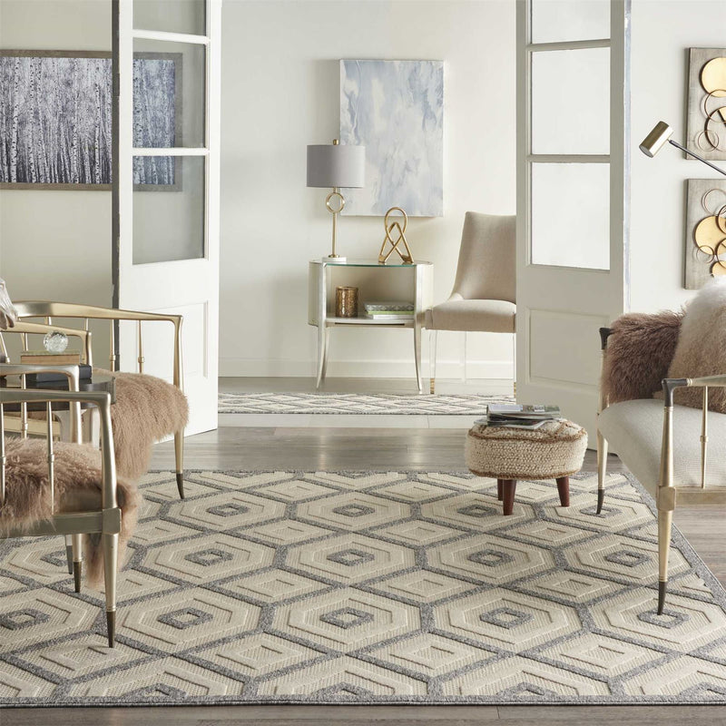 Cozumel CZM02 Indoor Outdoor Geometric Rugs in Cream