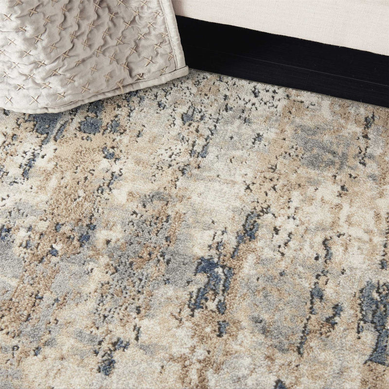 Quarry QUA01 Abstract Distressed Rugs in Beige Grey by Nourison