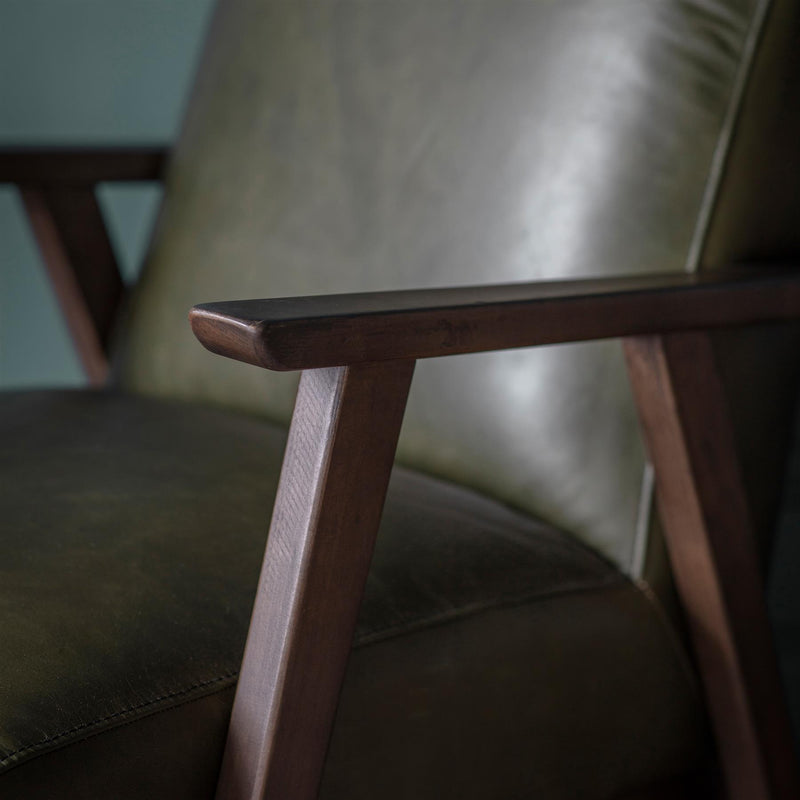 Ava Heritage Green Leather Armchair