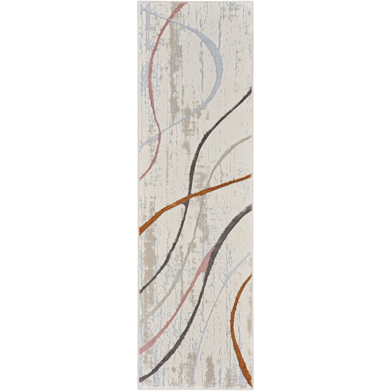 Glitz GLZ01 Abstract Runner Rug by Nourison in Ivory Multi