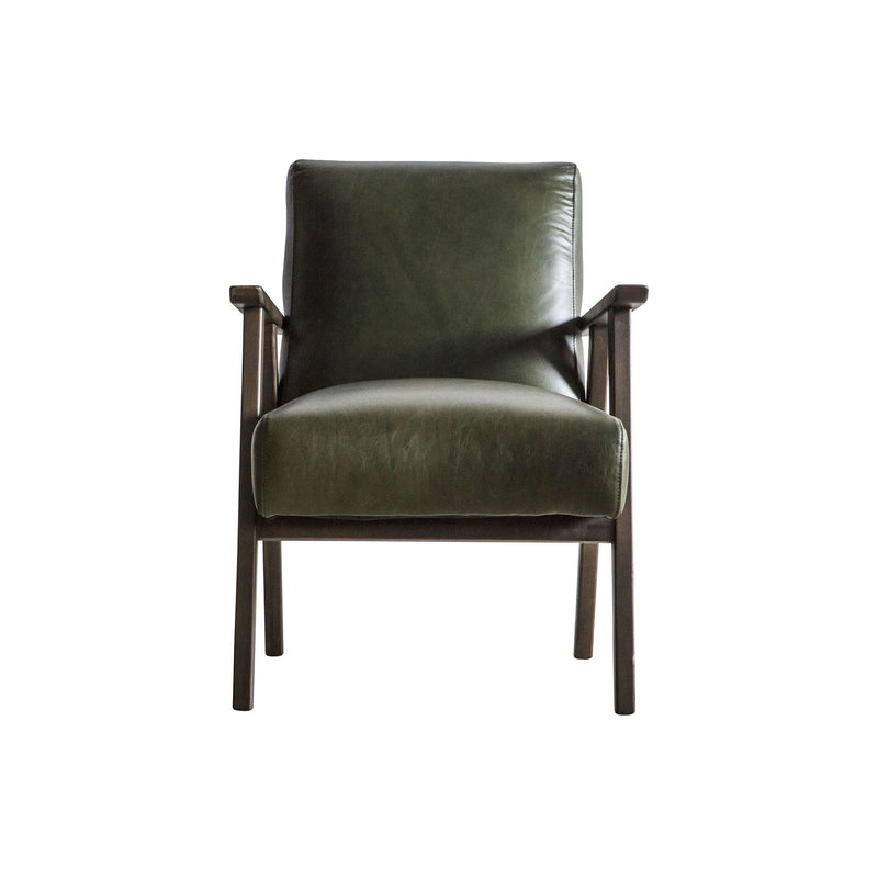 Ava Heritage Green Leather Armchair