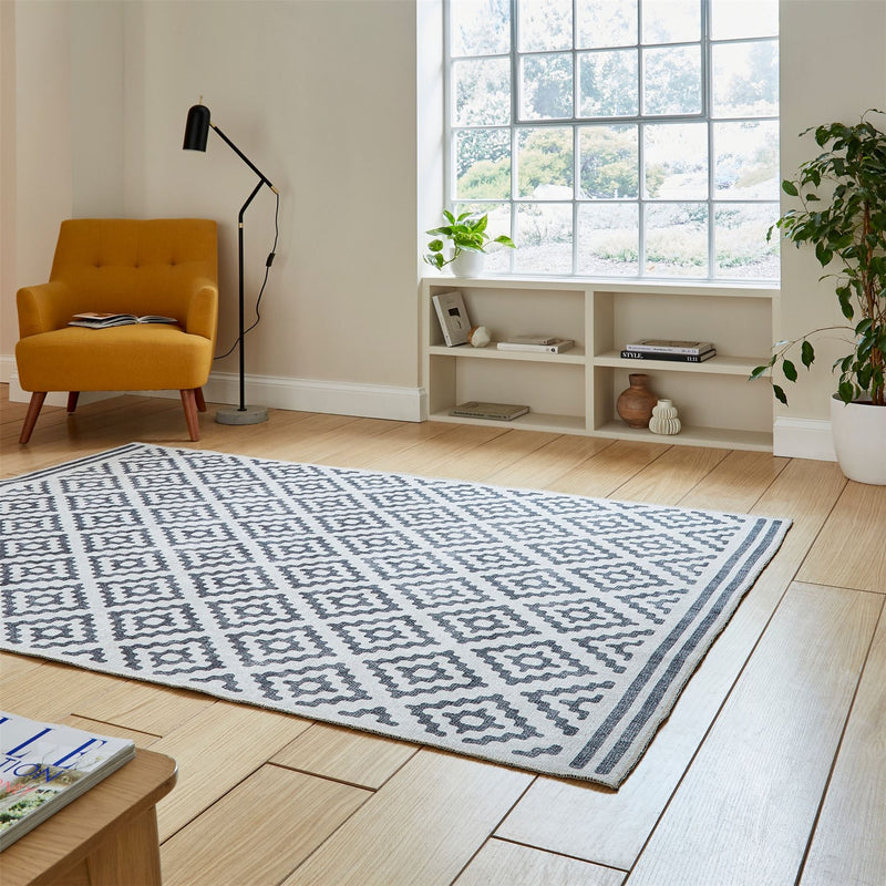 Coral H1058 Modern Washable Geometric Rugs in Grey