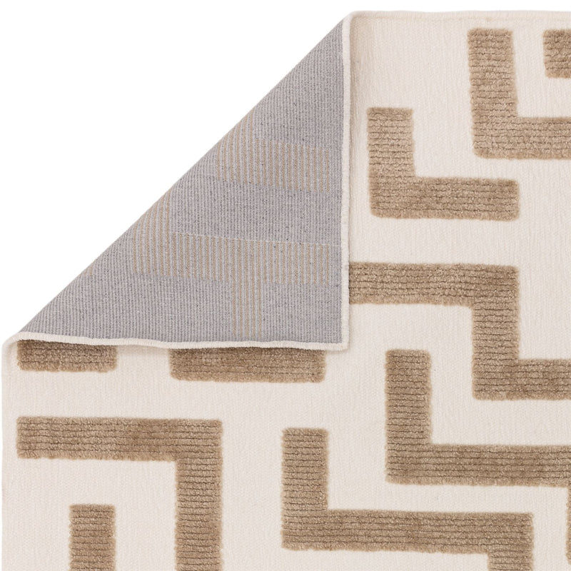 Freja Cove Boho Textured Geometric Washable Rugs in Sand Natural