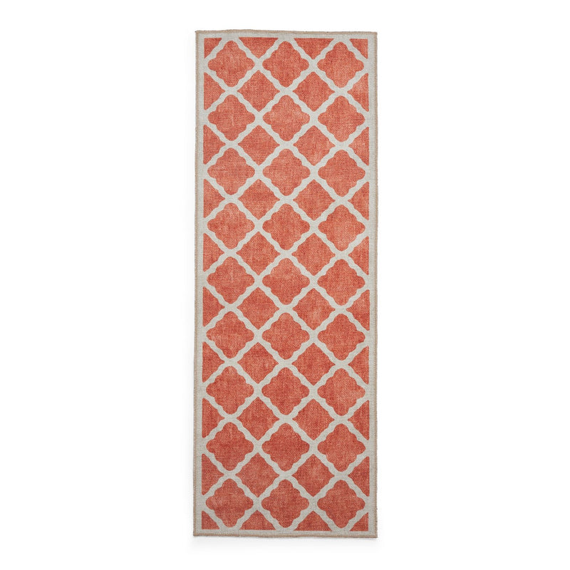 Coral H1063 Modern Washable Trellis Runner Rugs in Orange