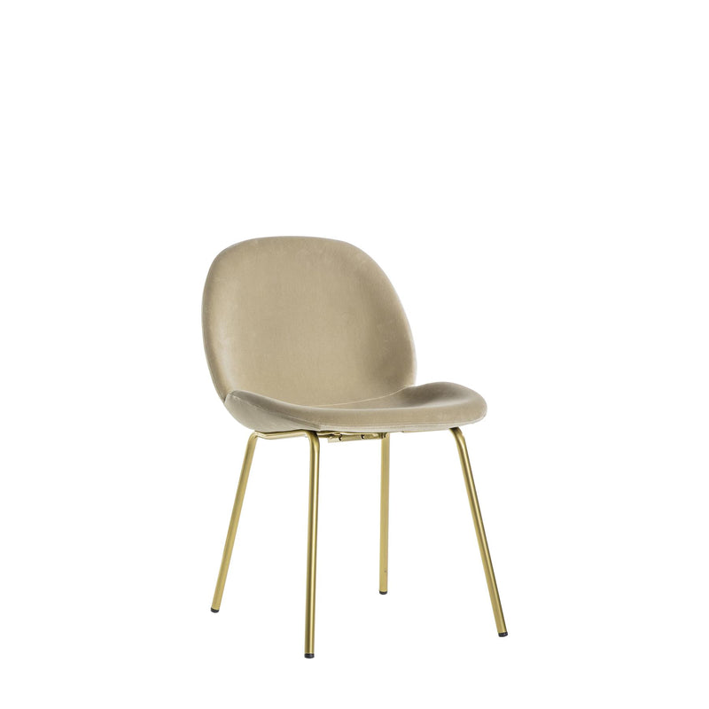 Sora Oatmeal Velvet Dining Chair with Gold Legs Set of 2