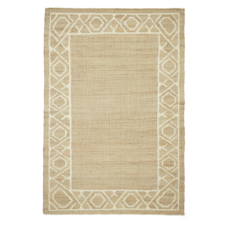 Spartan 29576 Jute Geometric Border Rugs in Natural Ivory