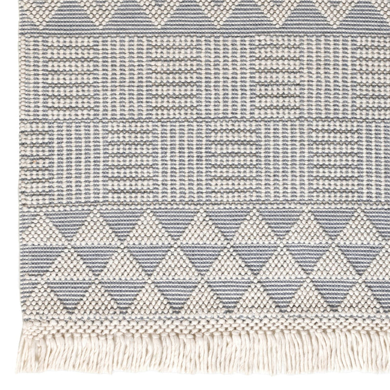 ANYA01 Boho Geometric Zig Zag Rug in Ivory Slate Grey