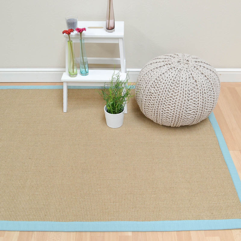 Sisal Rugs in Linen with an Aqua border