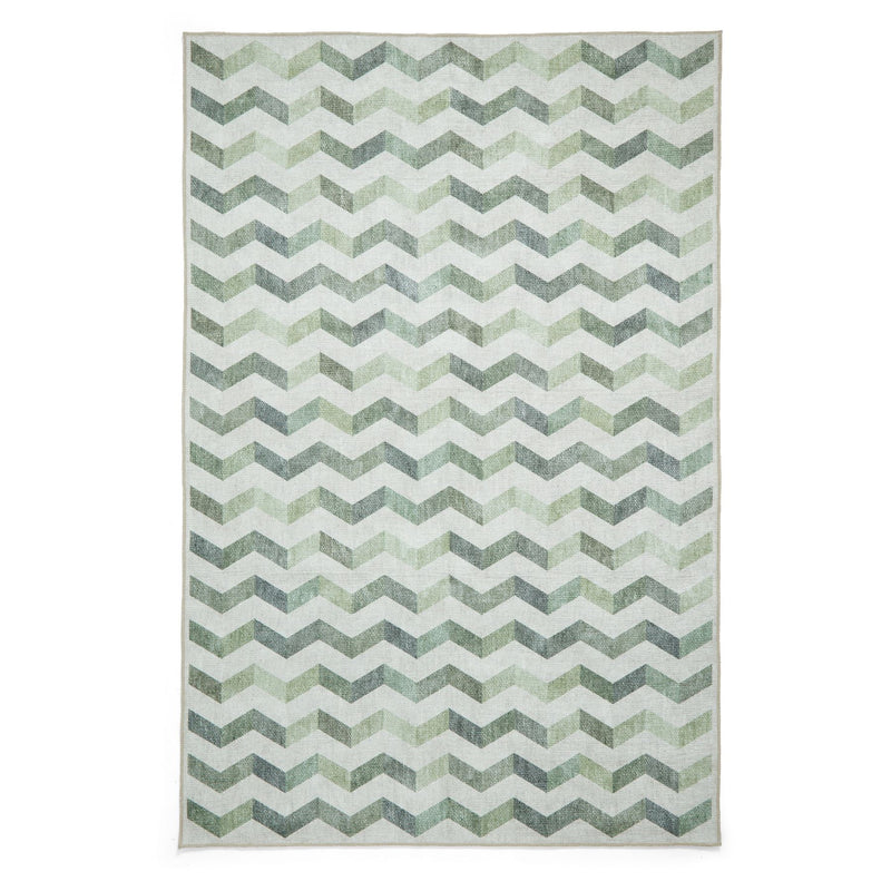 Coral H1059 Modern Washable Chevron Rugs in Green