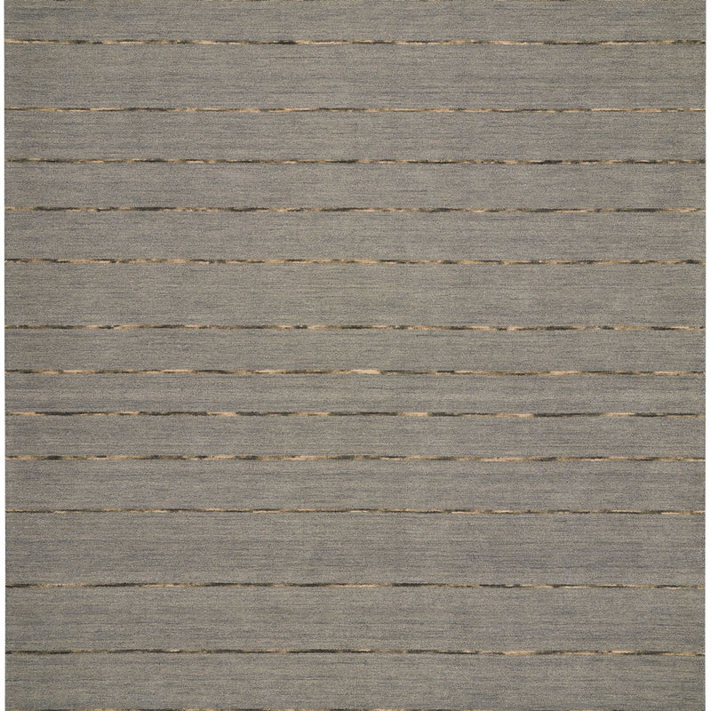 HAL01 Stripe Wool Rug By Calvin Klein in Charcoal Grey