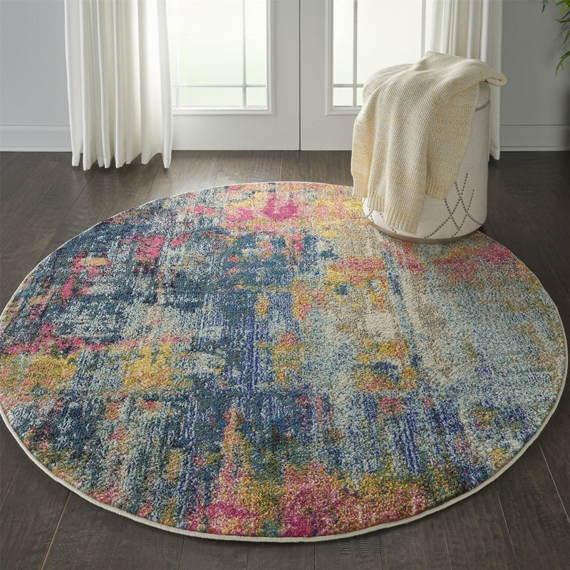 Celestial Modern Abstract Circle Round Rugs CES09 Wave by Nourison