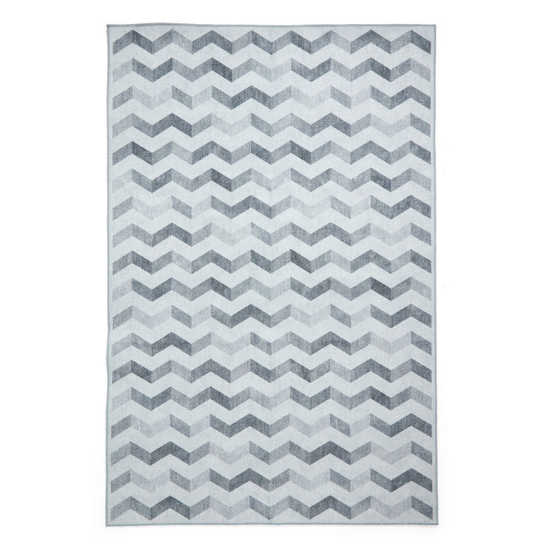 Coral H1059 Modern Washable Chevron Rugs in Grey