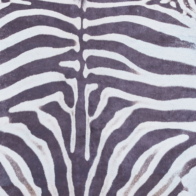 Faux Zebra Print Rug in Black White