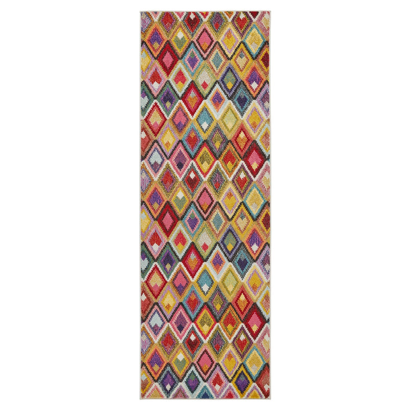 Carnaval CAR109 Geometric Runner Rug by Concept Looms in Multicolour