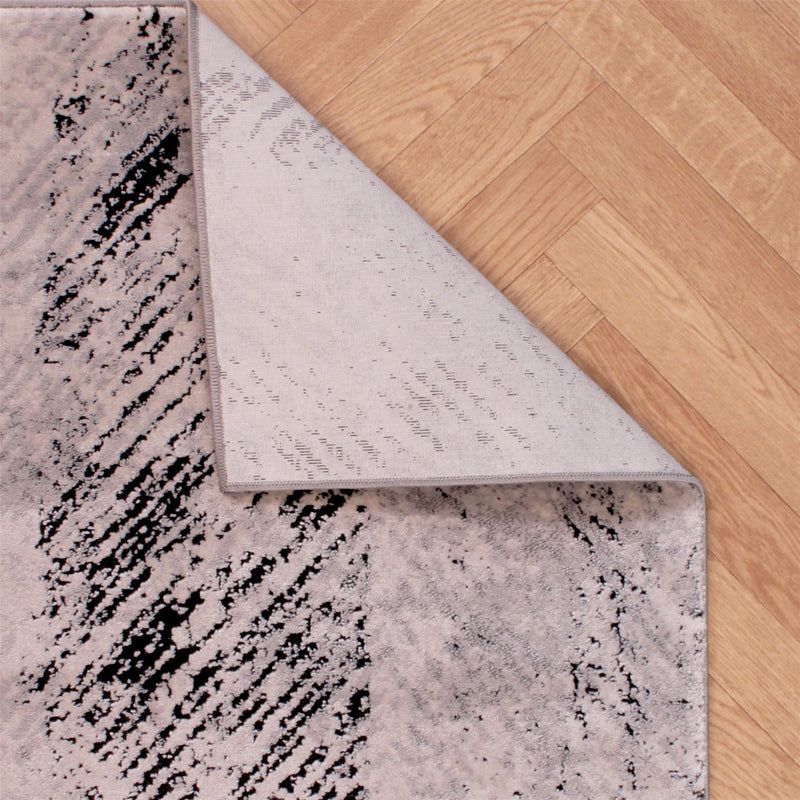 Arabella Imperial Distressed Abstract Modern Rug in Black White