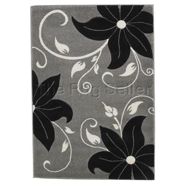 Verona OC15 Hand Carved Rugs in Grey Black