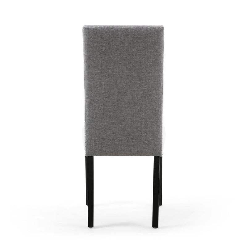 Ronda Stud Detail Linen Effect Silver Grey Dining Chair with Black Legs