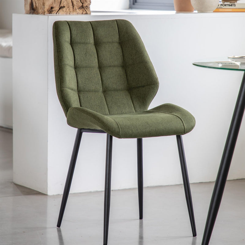 Marlin Bottle Green Dining Chairs with Black Metal Legs set of 2