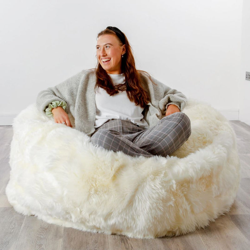 Baloo  Luxurious Natural White Sheepskin Beanbag