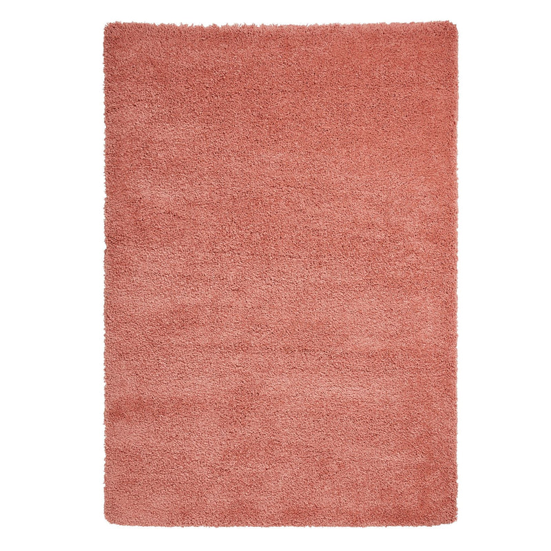 Sierra 9000 Plain Shaggy Rugs in Peach Pink