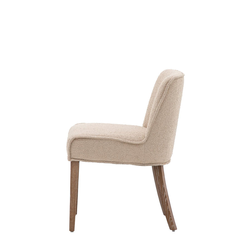 Tarin Taupe Linen Low Back Dining Chair with Wood Legs set of 2