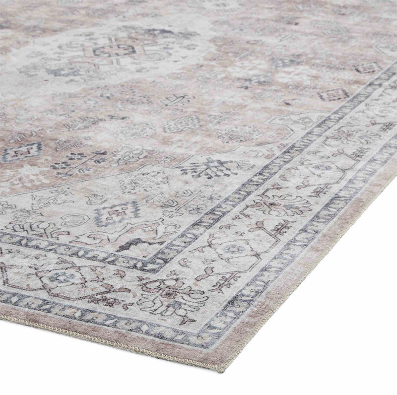 Tabriz H1156 Traditional Distressed Medallion Rugs in Rose