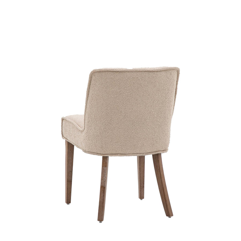 Tarin Taupe Linen Low Back Dining Chair with Wood Legs set of 2