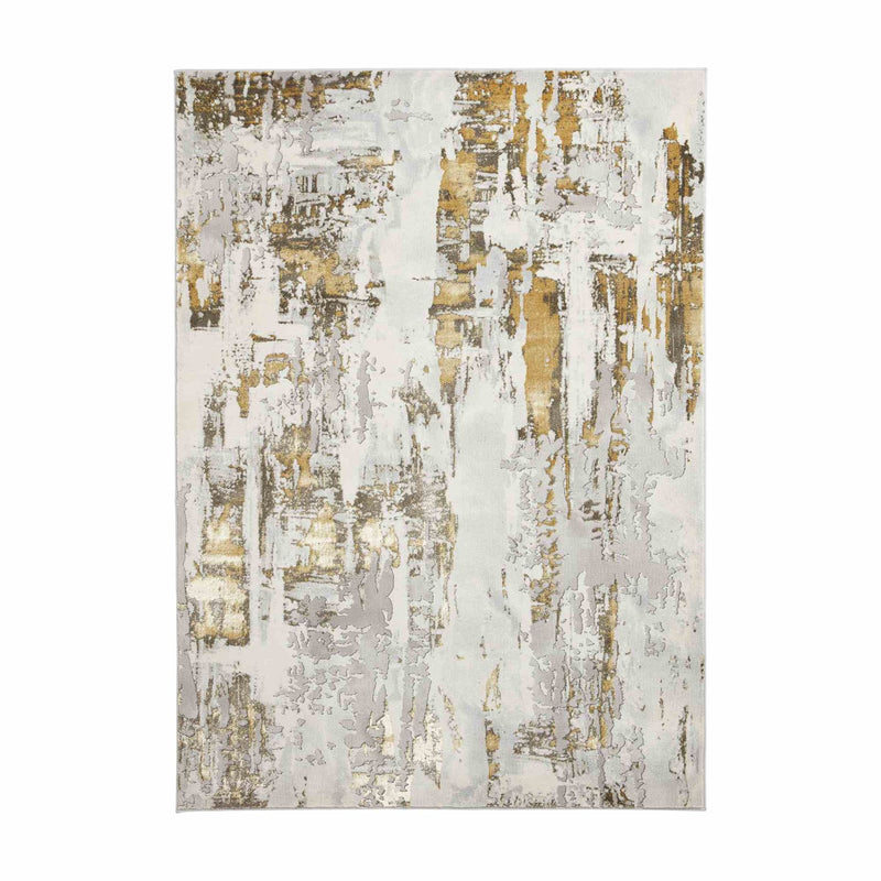 Apollo GR579 Modern Abstract Distressed Rugs in Grey Gold