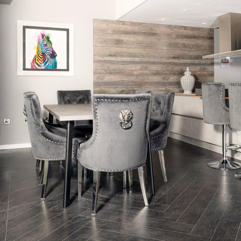 Light Grey Lion Back Leo Dining Chair