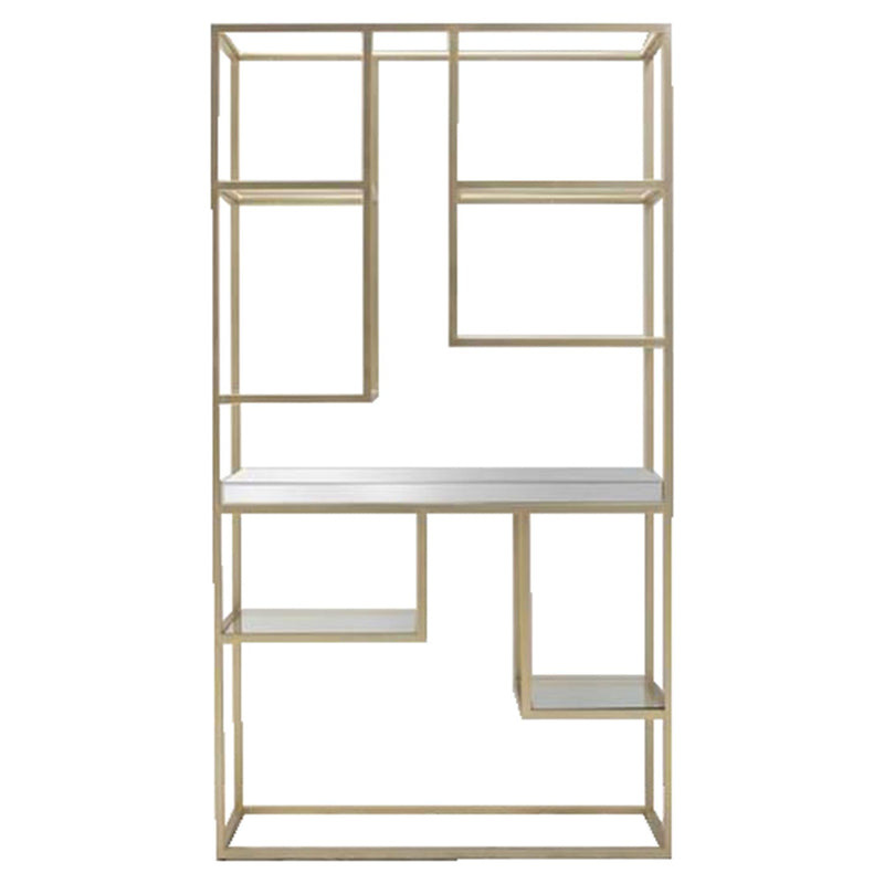 Poppy Open Display Unit in Champagne with Mirrored Shelves