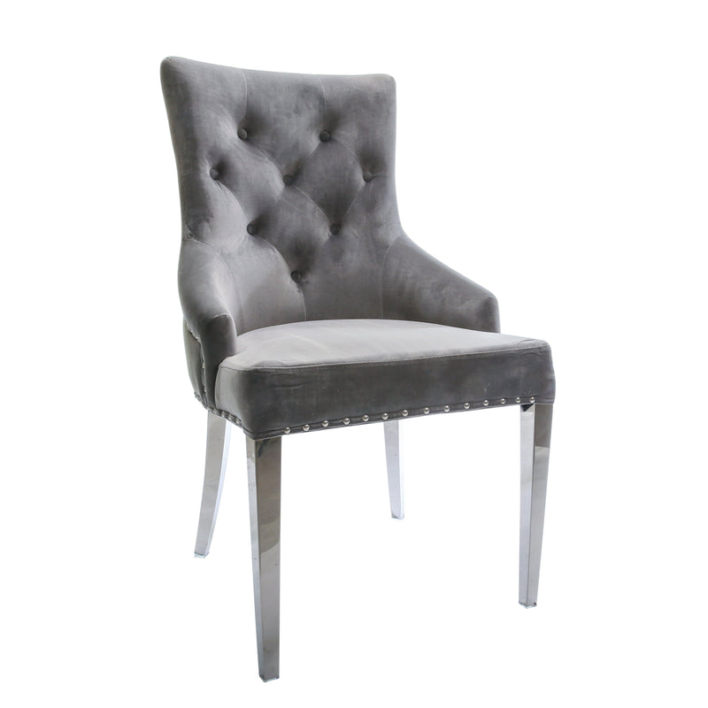 Light Grey Lion Back Leo Dining Chair