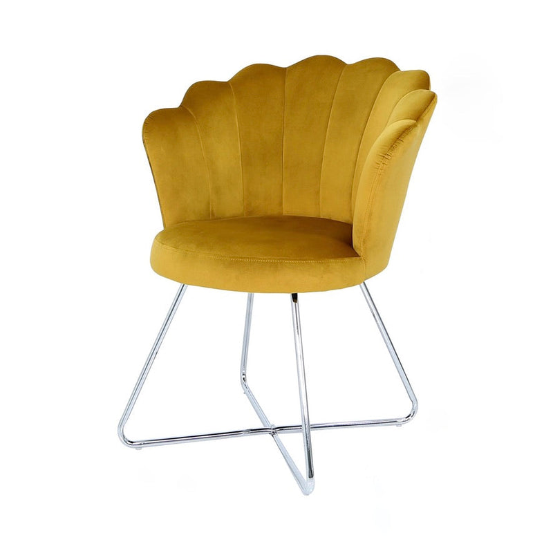 Mustard Velvet Shell Dining Chair