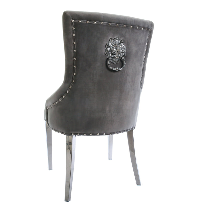 Light Grey Lion Back Leo Dining Chair