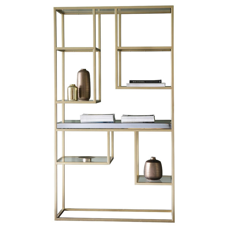 Poppy Open Display Unit in Champagne with Mirrored Shelves