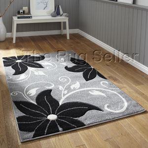 Verona OC15 Hand Carved Rugs in Grey Black