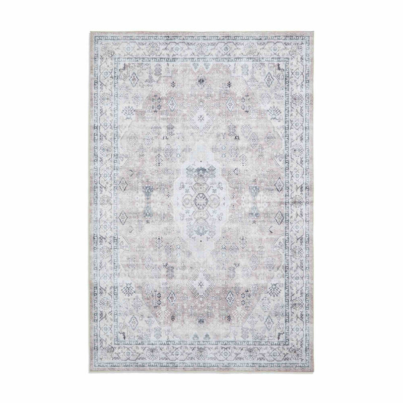 Tabriz H1156 Traditional Distressed Medallion Rugs in Rose